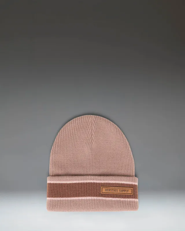 bonnet-herschel-supply-ribbed-vintage-stripe-maille-c-tel-e-patch-simili-cuir image 1