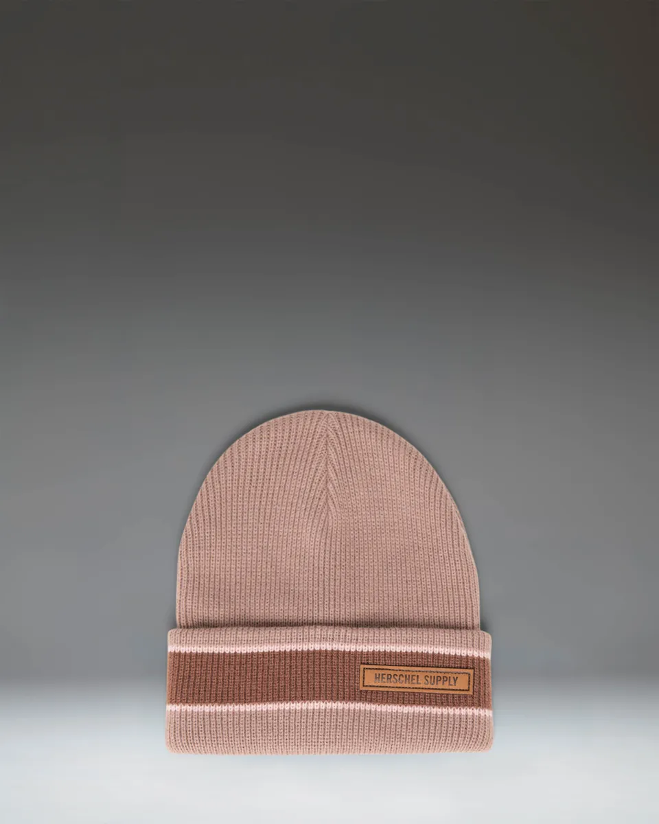 bonnet-herschel-supply-ribbed-vintage-stripe-maille-c-tel-e-patch-simili-cuir image 1