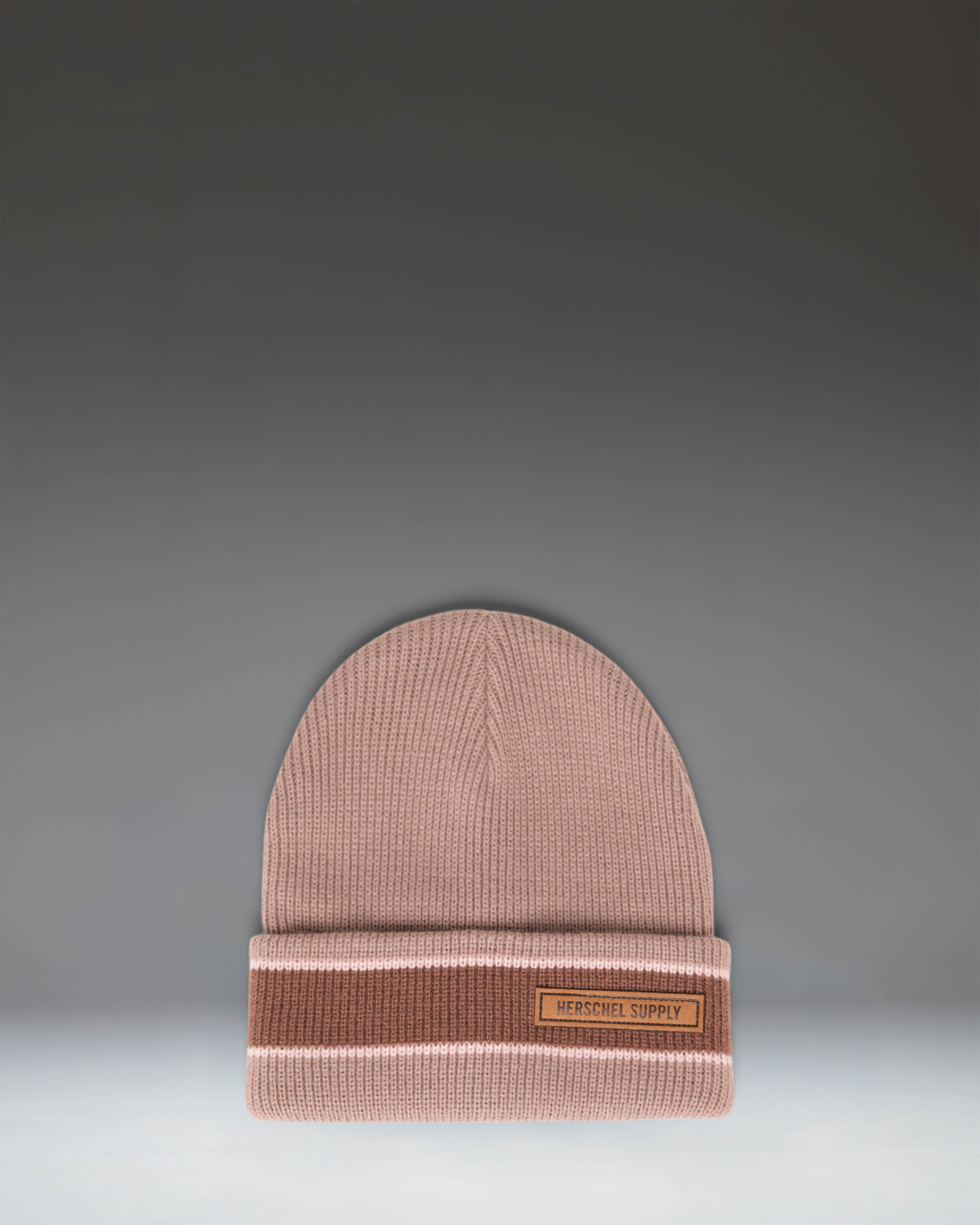 bonnet-herschel-supply-ribbed-vintage-stripe-maille-c-tel-e-patch-simili-cuir image 1