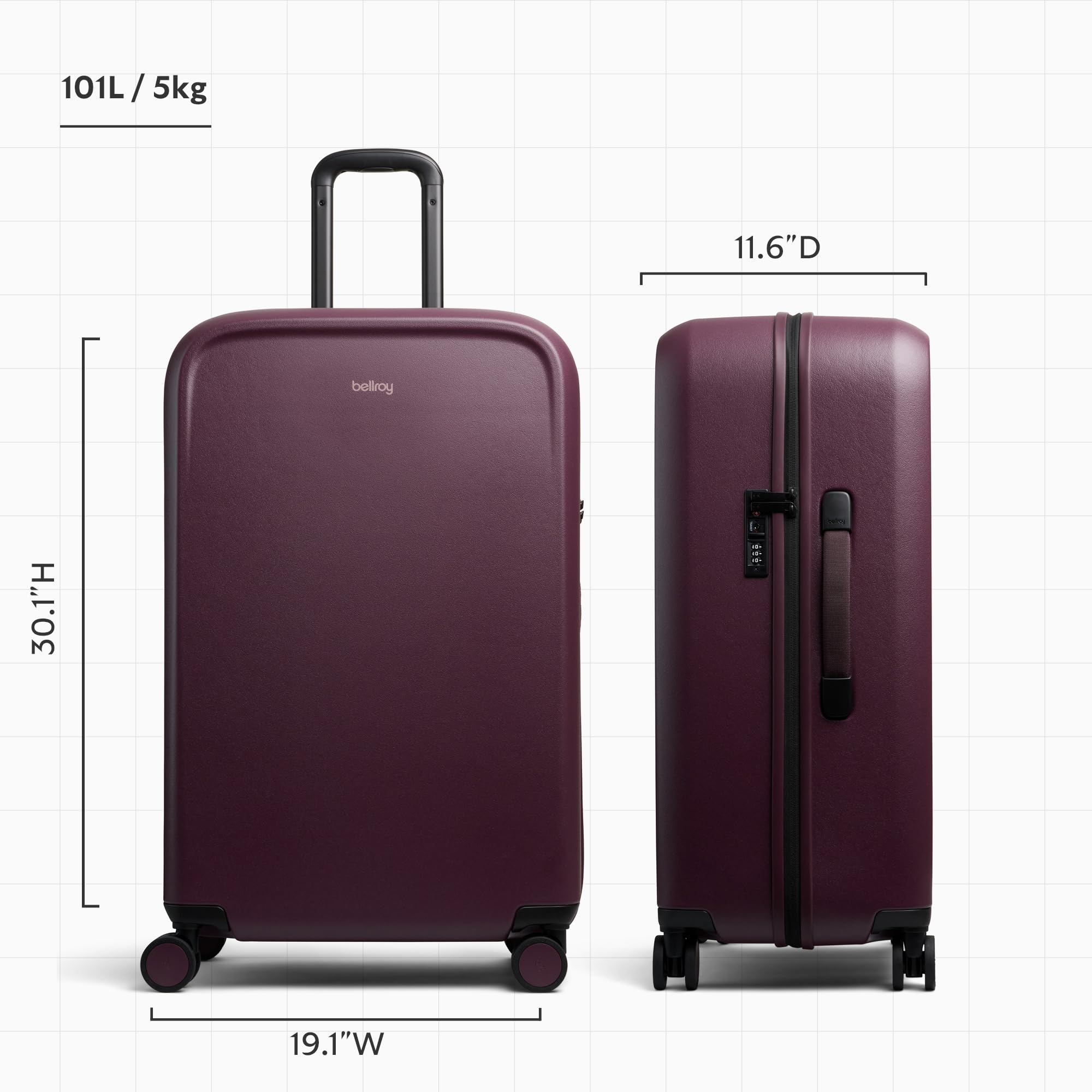 bellroy-transit-check-in-large-valise-soute-101-l-rigide-polycarbonate-mat-roule image 2